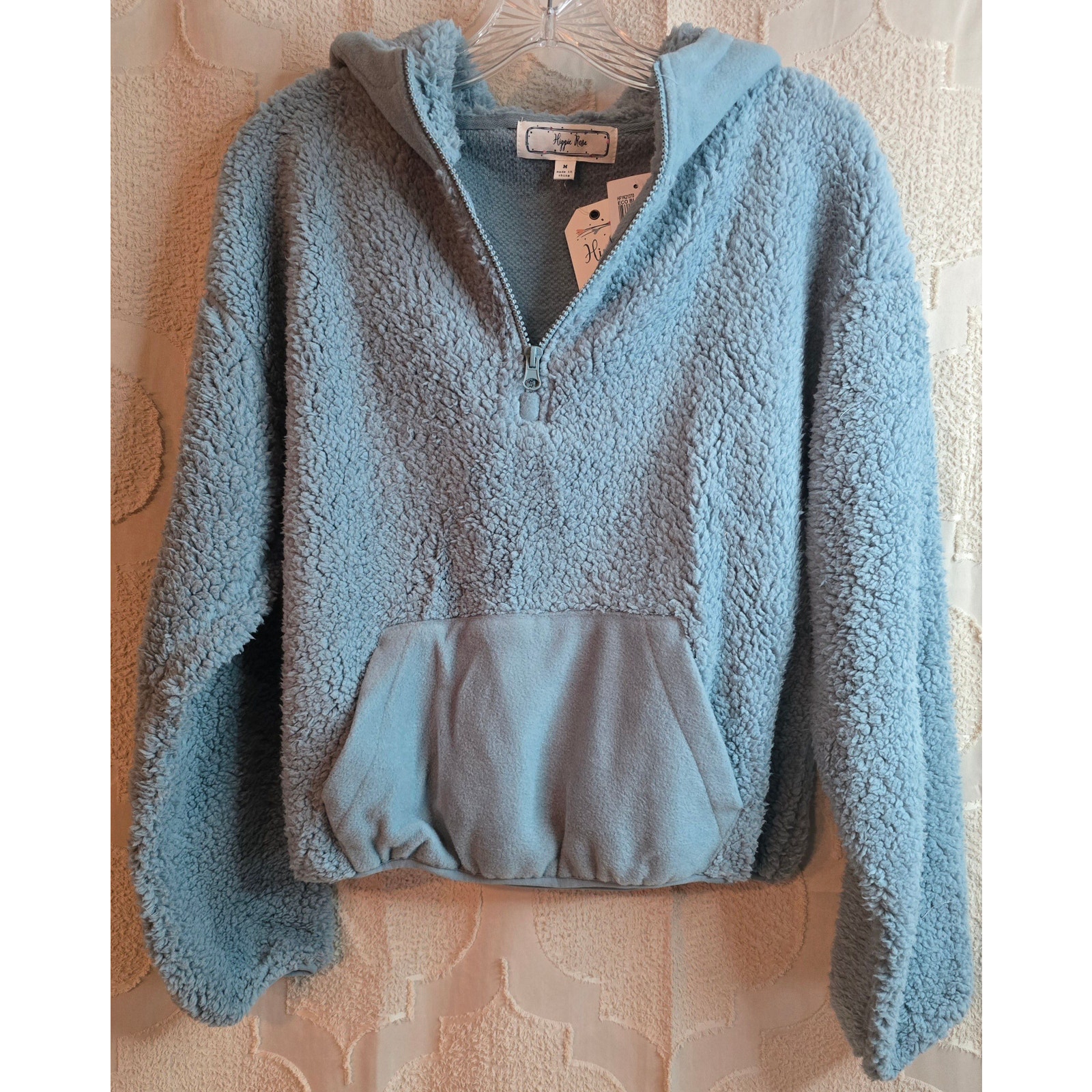 244 Brand New With Tags Hippie Rose Sherpa And Fleece Eco Blue JacketSize L